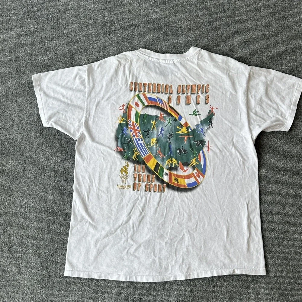 Olympics Shirt Men Extra Large 96 Atlanta 100th Vintage Hanes ‎ Single Stitch